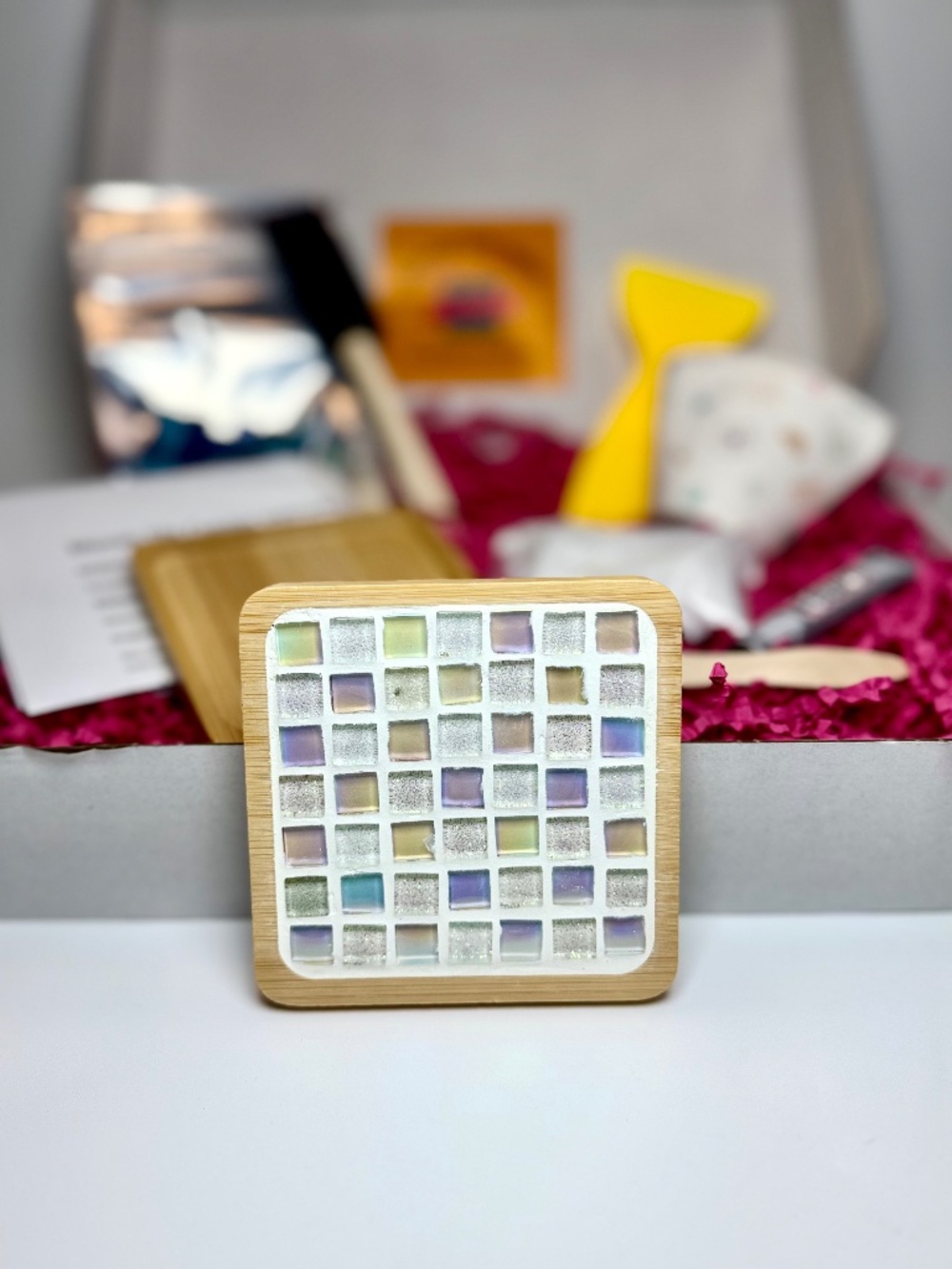 DIY Mosaic Tile Coaster Making Kit - White